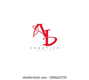 Initial AB Letter Curve Trendy Modern Gothic Logo
