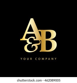 Initial A&B Letter Logo Gold