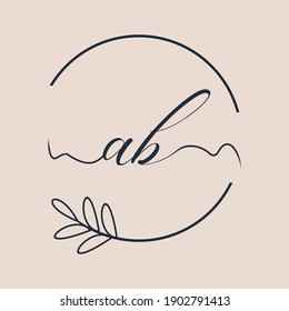 Initial AB logo Handwriting floral and botanical vector
