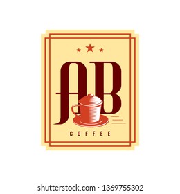 Initial AB Logo with vintage style for Cafe and Coffee shop logo template. Traditional taste.