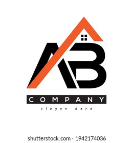 initial AB real estate logo vector