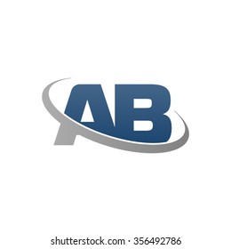 initial AB swoosh ring company logo blue