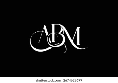 Diseño inicial del logotipo de la letra ABM. Diseño elegante del logotipo del monograma con los Elementos decorativos y la tipografía