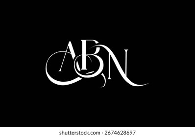 Diseño inicial del logotipo de la letra ABN. Diseño elegante del logotipo del monograma con los Elementos decorativos y la tipografía