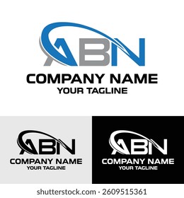 Initial ABN letter, modern typography vector logo design template