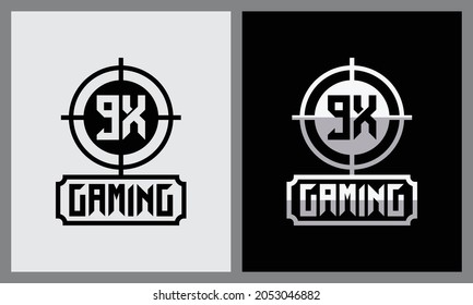 Initial abstract 9x gaming logo design vector template.
