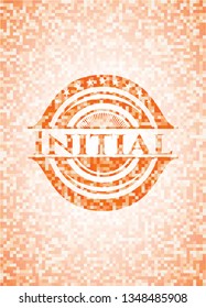 Initial abstract orange mosaic emblem