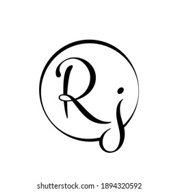 Initial Abstract Script rj letter Logo Design vector Template