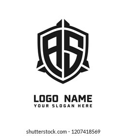 Initial AS abstract shield logo template vector