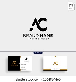 initial AC abstract geometric logo template vector illustration and business card design