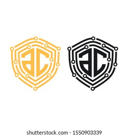 Initial AC abstract shield logo template for technology
