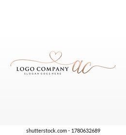 Monograma inicial de belleza AC y diseño elegante de logotipo, logotipo de escritura a mano de firma inicial, boda, moda, floral y botánica con plantilla creativa.	
