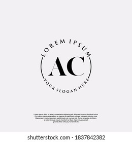 Initial AC beauty monogram and elegant logo design, handwriting logo of initial signature, wedding, fashion, floral and botanical with creative template.