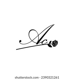 Initial AC handwriting flower typography ornament modern