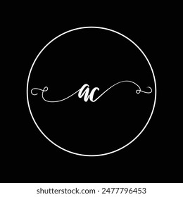 Initial AC letter handwriting monogram simple luxury
