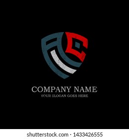 Initial AC letter logo Inspiration, vintage or rustic shield logo design template