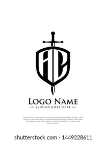 initial AC letter with shield style logo template vector