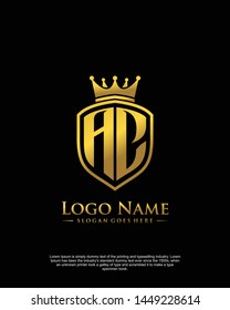 initial AC letter with shield style logo template vector