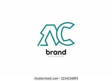 Initial AC Logo Design with Abstract Line Style. Suitable for Business or Technology Logo