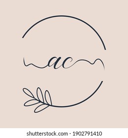 Initial AC logo Handwriting floral and botanical vector