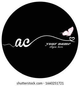 Initial AC logo handwriting vector butterfly illustration	