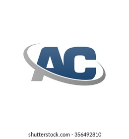 initial AC swoosh ring company logo blue