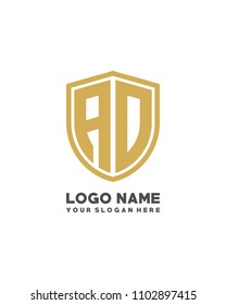 Initial AD abstract shield logo template vector