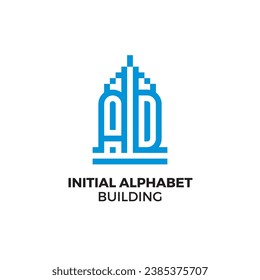 Erstmaliges AD-Alphabet-Logo-Gebäude