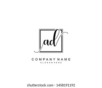 Initial AD beauty monogram and elegant logo design, handwriting logo of initial signature, wedding, fashion, floral and botanical with creative template.