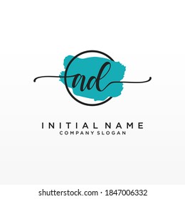 Initial AD beauty monogram and elegant logo design, handwriting logo of initial signature, wedding, fashion, floral and botanical with creative template.