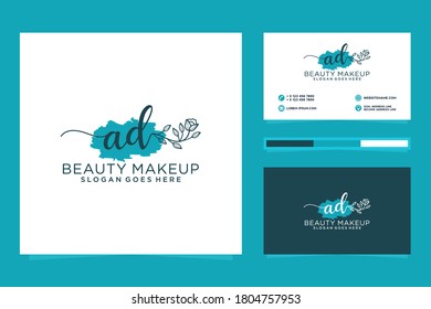 Erstmalige AD Feminine-Logo-Kollektionen und Visitenkarten-Muster Premium Vektor
