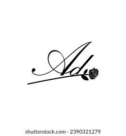 Initial AD handwriting flower typography ornament modern