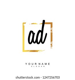 Initial AD handwriting logo vector