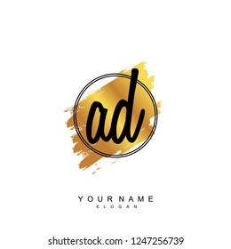 Initial AD handwriting logo vector