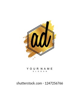 Initial AD handwriting logo vector