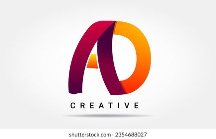 Initial AD letter colorful logo design vector icon illustration