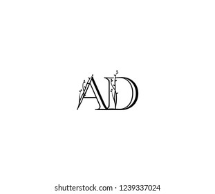 Initial AD Letter Linear Linked Monogram Floral Ornate Monogram Logotype