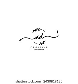 Initial AD logo handwriting botanical branding typography