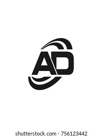 initial AD swoosh ring company logo black