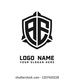 Initial AE abstract shield logo template vector