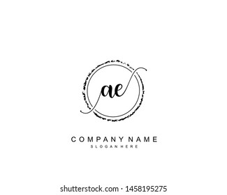 Initial AE beauty monogram and elegant logo design, handwriting logo of initial signature, wedding, fashion, floral and botanical with creative template.