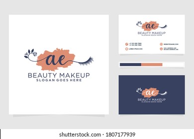 Erstmalige AE Feminine-Logo-Kollektionen und Visitenkarten-Muster Premium Vektor
