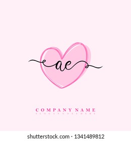 Initial AE handwriting logo