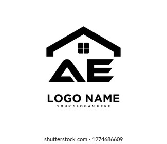 Initial AE Home Logo Vector.