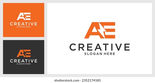 Initial AE letter logo with lightning bolt logo vector design