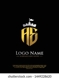 initial AE letter with shield style logo template vector