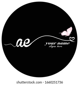 Initial AE logo handwriting vector butterfly illustration	