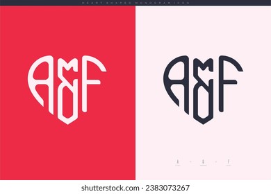 initial AF letters with red heart and love logo flat icon monogram concept