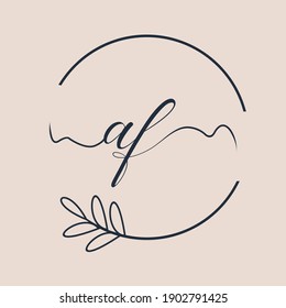 Initial AF logo Handwriting floral and botanical vector