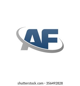 initial AF swoosh ring company logo blue